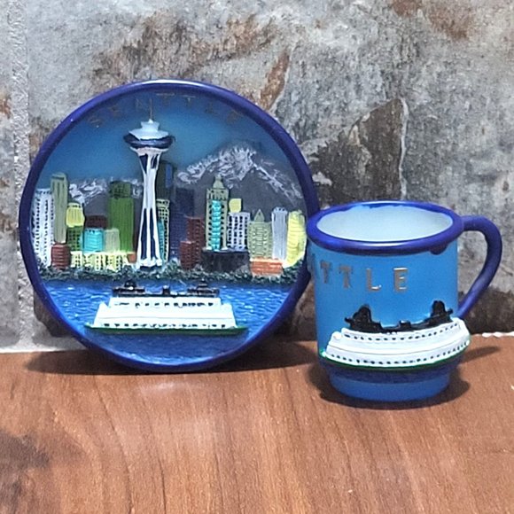 VTG SNCO Miniature Decorative Seattle Plate & Mug Set 1999 - Picture 1 of 11